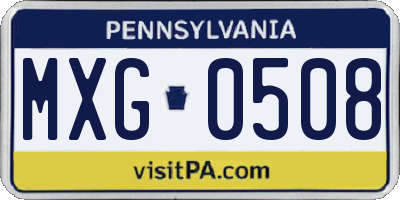 PA license plate MXG0508