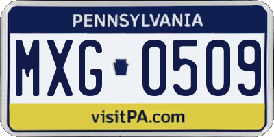 PA license plate MXG0509