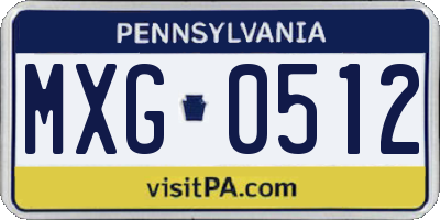 PA license plate MXG0512