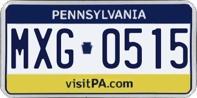 PA license plate MXG0515
