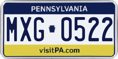 PA license plate MXG0522