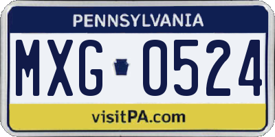 PA license plate MXG0524