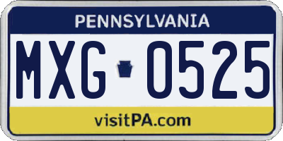 PA license plate MXG0525