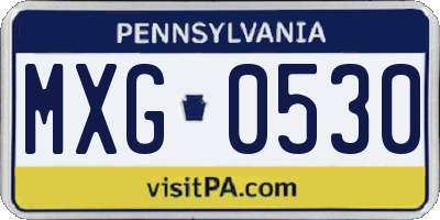 PA license plate MXG0530