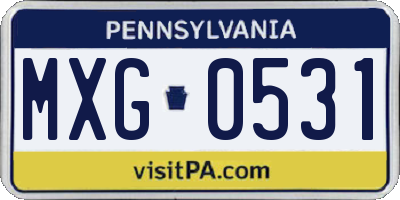 PA license plate MXG0531