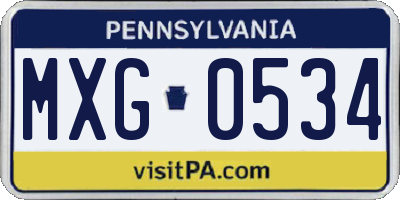 PA license plate MXG0534
