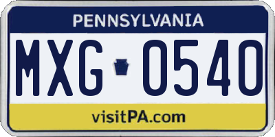 PA license plate MXG0540