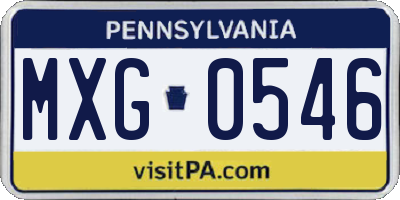 PA license plate MXG0546