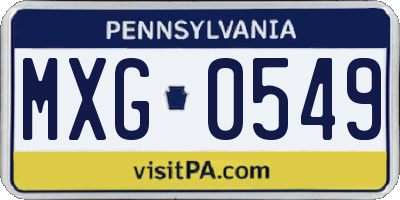 PA license plate MXG0549