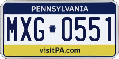 PA license plate MXG0551