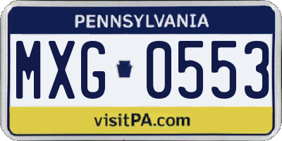 PA license plate MXG0553