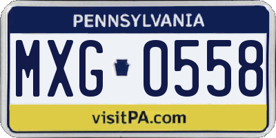 PA license plate MXG0558