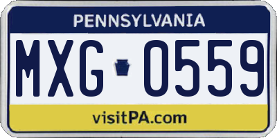 PA license plate MXG0559