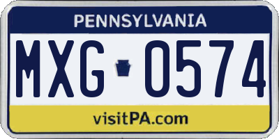 PA license plate MXG0574
