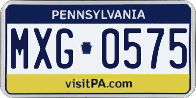 PA license plate MXG0575