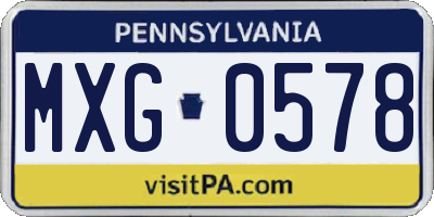 PA license plate MXG0578