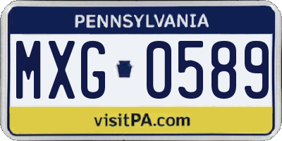 PA license plate MXG0589
