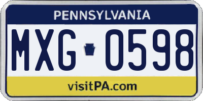 PA license plate MXG0598