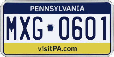 PA license plate MXG0601
