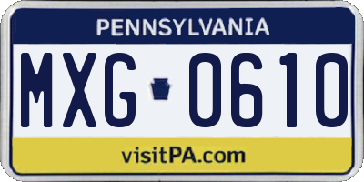 PA license plate MXG0610