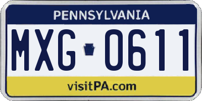 PA license plate MXG0611