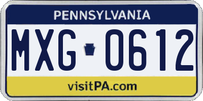 PA license plate MXG0612