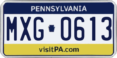 PA license plate MXG0613