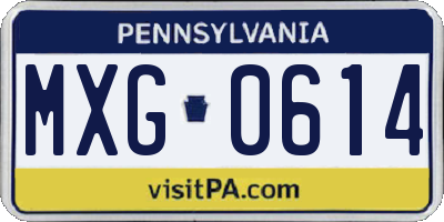 PA license plate MXG0614