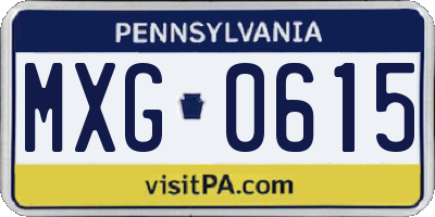 PA license plate MXG0615
