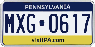PA license plate MXG0617