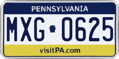 PA license plate MXG0625