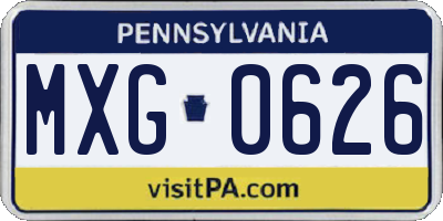 PA license plate MXG0626