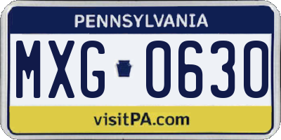 PA license plate MXG0630