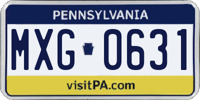 PA license plate MXG0631