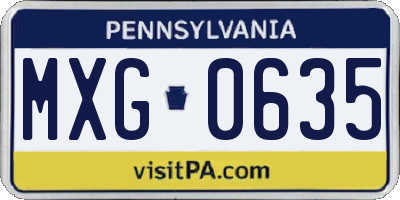 PA license plate MXG0635