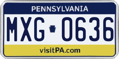 PA license plate MXG0636