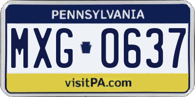 PA license plate MXG0637