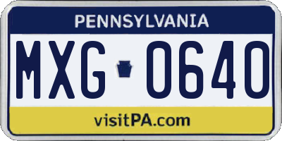 PA license plate MXG0640