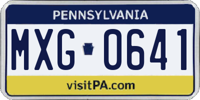 PA license plate MXG0641