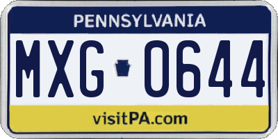 PA license plate MXG0644