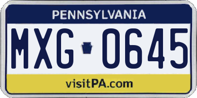 PA license plate MXG0645