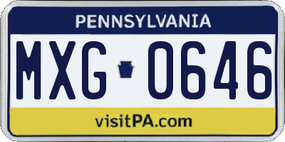 PA license plate MXG0646