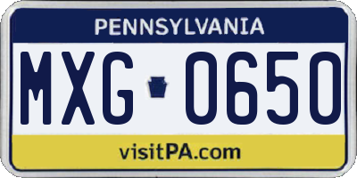 PA license plate MXG0650