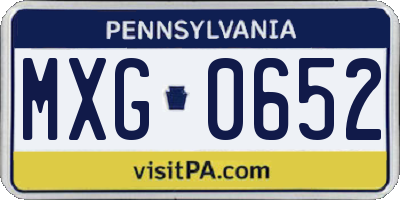 PA license plate MXG0652