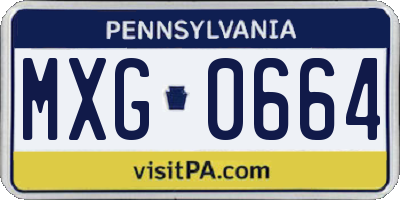 PA license plate MXG0664