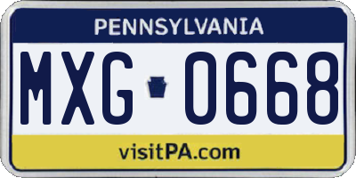 PA license plate MXG0668