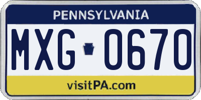 PA license plate MXG0670