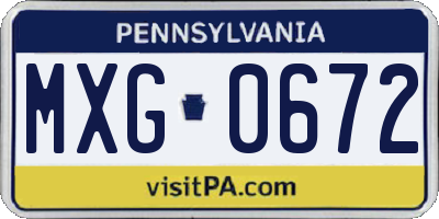 PA license plate MXG0672