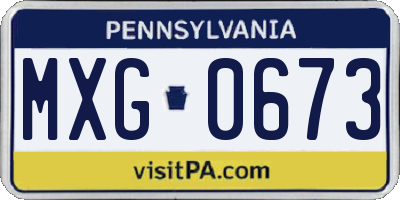 PA license plate MXG0673