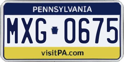 PA license plate MXG0675